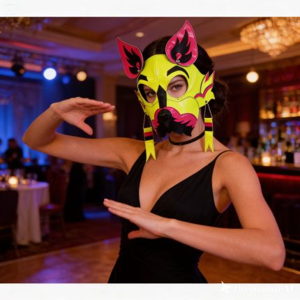 Neon Yellow Green Wolf Dog PU Leather Mask with Goggles for Halloween Cosplay