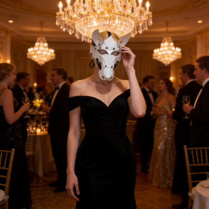 White Horse PU Leather Mask with Studs for Halloween Cosplay