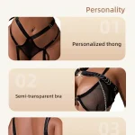 Black Sheer Open Cup Garter Set