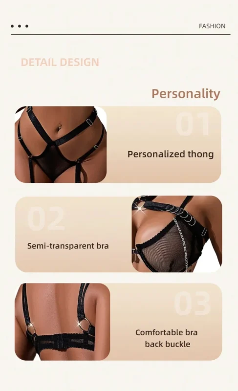 Black Sheer Open Cup Garter Set