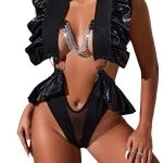 Glossy Ruffle Party Lingerie Set