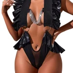 Glossy Ruffle Party Lingerie Set