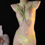 Neon Contrast Strappy Lingerie Set