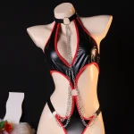 Contrast Strap Cage Lingerie Set