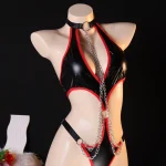 Contrast Strap Cage Lingerie Set