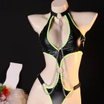 Contrast Strap Cage Lingerie Set