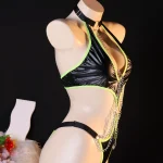 Contrast Strap Cage Lingerie Set