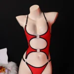 Red Black Cutout Bodysuit