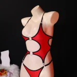 Red Black Cutout Bodysuit
