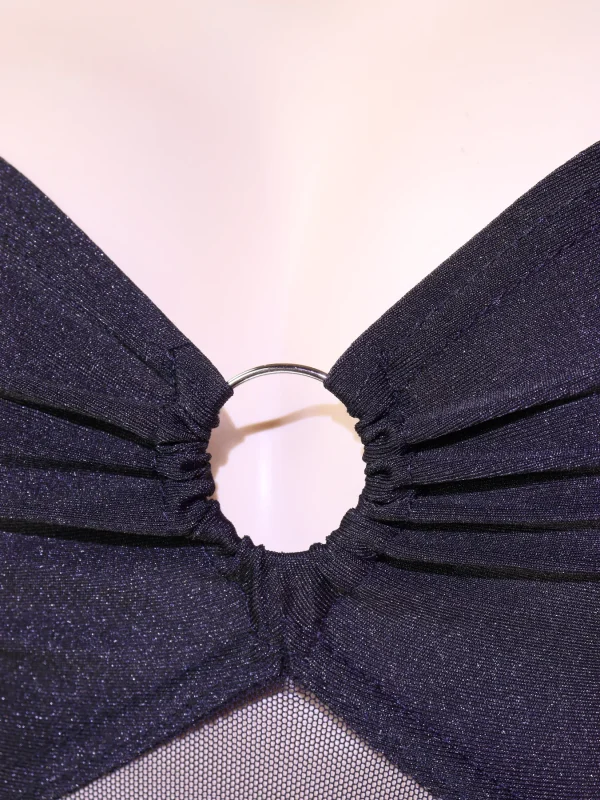 Black Asymmetric One Shoulder Bodysuit for Women