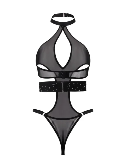 Black Rhinestone Cutout Three Piece Set for Women