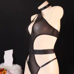 Black Rhinestone Cutout Three Piece Set