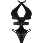 Black Cutout Halter Lingerie Set