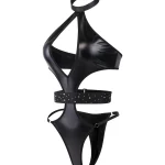 Black Cutout Halter Lingerie Set