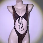 Brown Black Leopard Strap Bodysuit