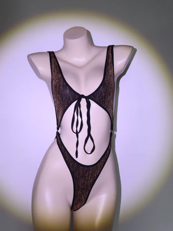 Brown Black Leopard Strap Bodysuit for Women