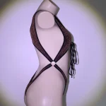 Brown Black Leopard Strap Bodysuit