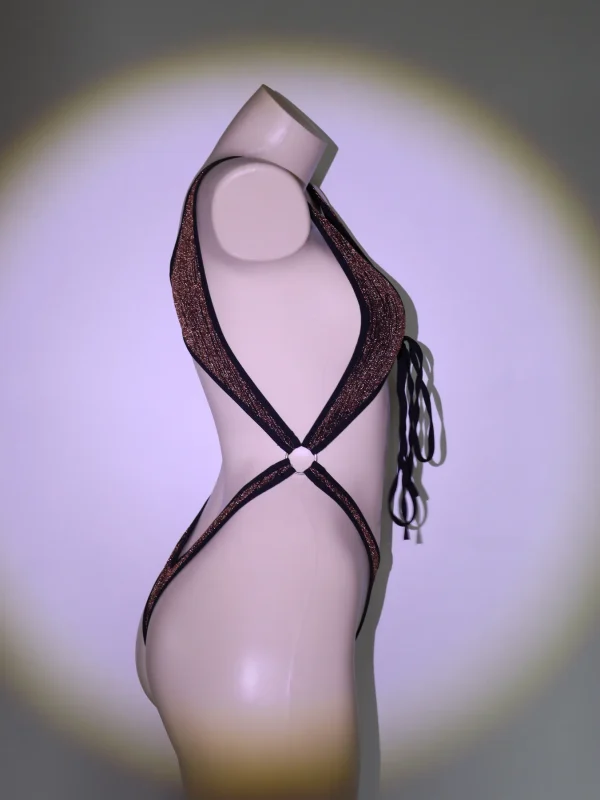 Brown Black Leopard Strap Bodysuit for Women