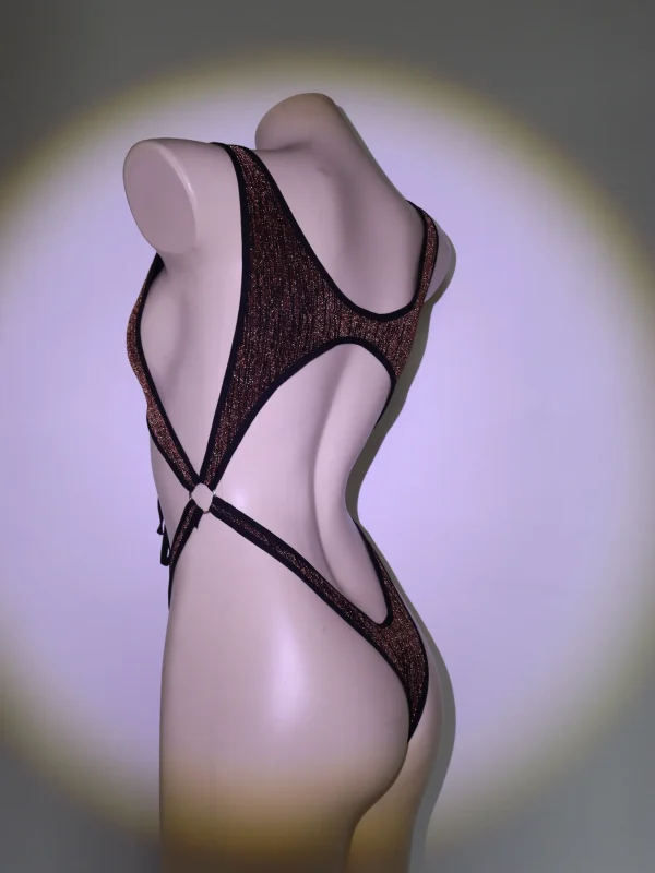 Brown Black Leopard Strap Bodysuit for Women