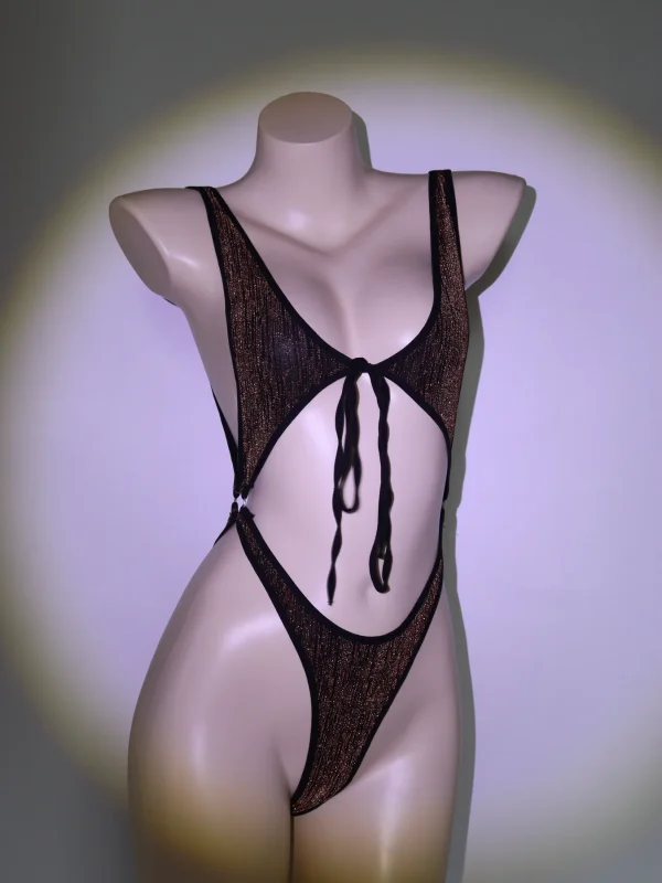Brown Black Leopard Strap Bodysuit