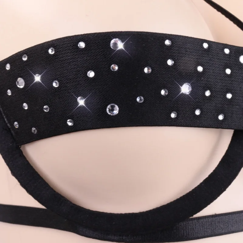 Black Rhinestone Lingerie Set for Women