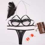 Black Rhinestone Lingerie Set