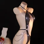 Black Rhinestone Chain Body Harness