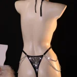 Black Rhinestone Chain Body Harness