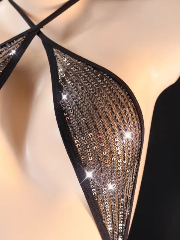 Black Rhinestone Chain Body Harness