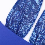 Blue Sequin Cutout Bodysuit
