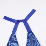 Blue Sequin Cutout Bodysuit