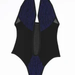 Blue Black Cutout Bodysuit