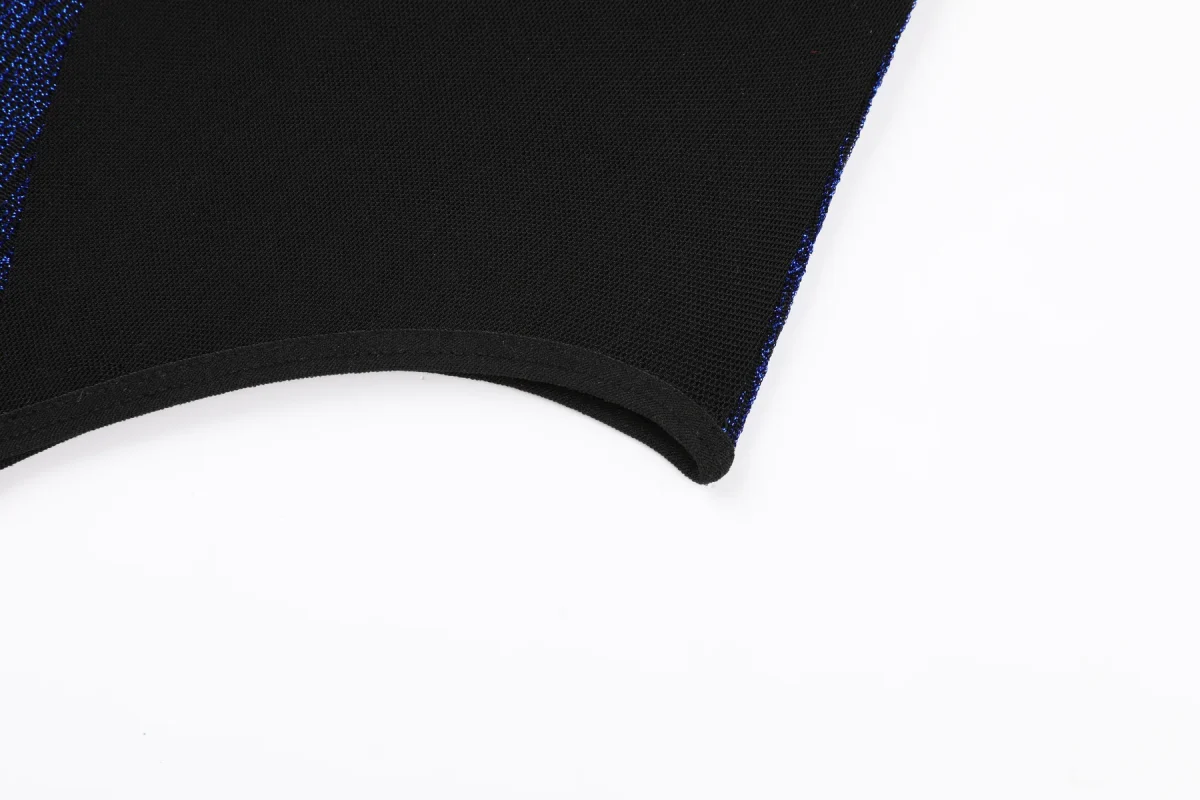Blue Black Cutout Bodysuit