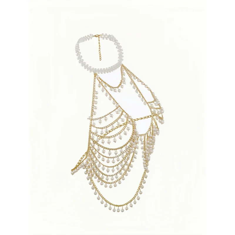 Gold Rhinestone Body Chain Lingerie Accessory