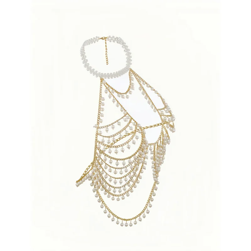 Gold Rhinestone Body Chain Lingerie Accessory