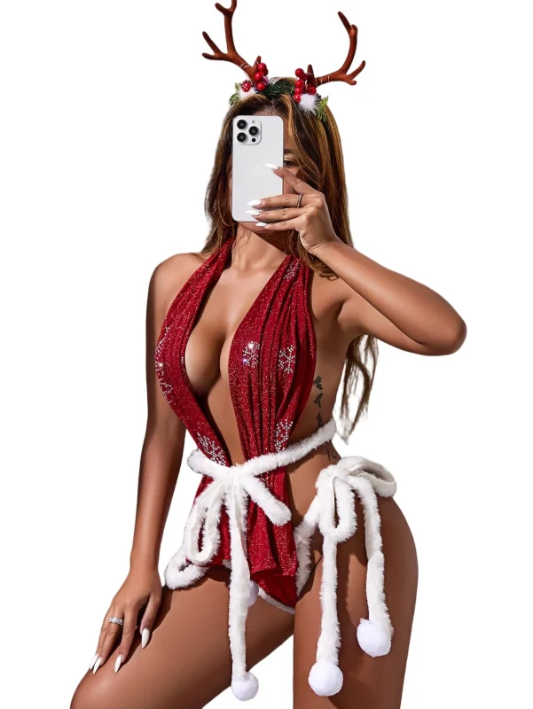 Red Christmas Lingerie Set for Women